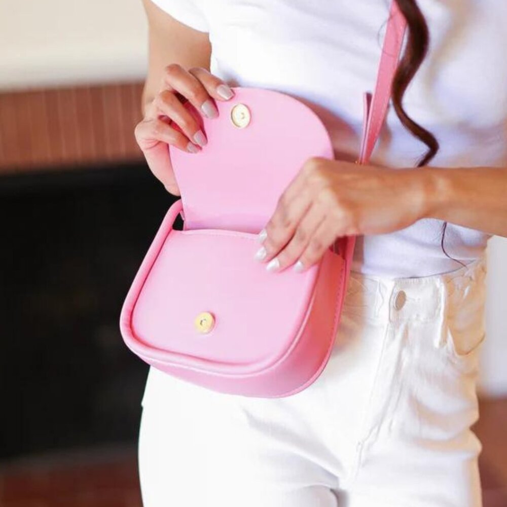 Pink - Magnetic Snap Closure Structured Crossbody - New